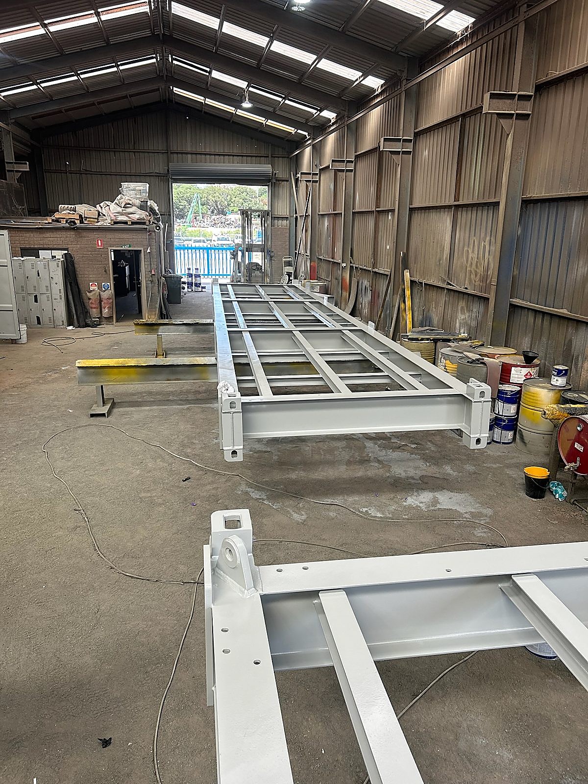 Fabricated structural frame primed and painted in the GRS workshop