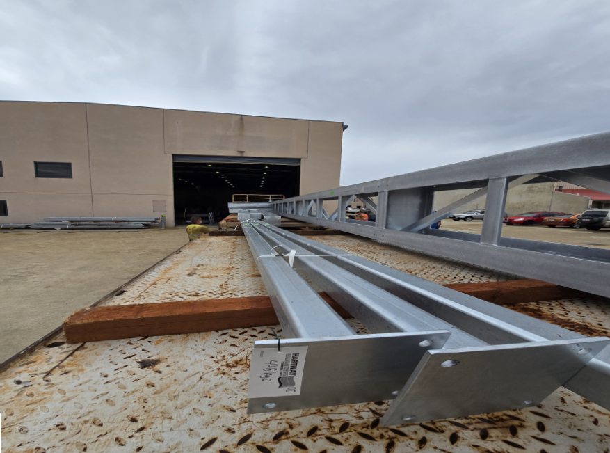 Galvanised access walkway and truss sections